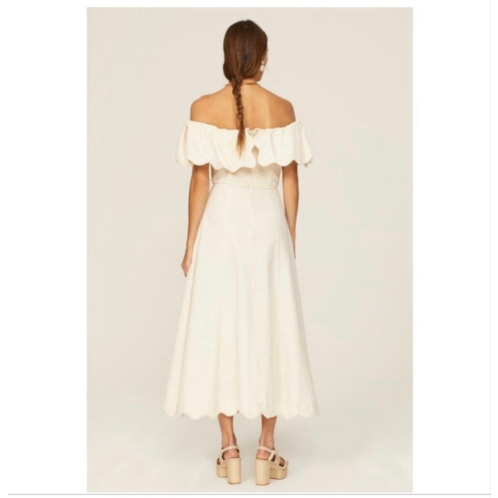 Sea New York Leona Linen Blend Scalloped Midi Dress - Picture 7 of 11